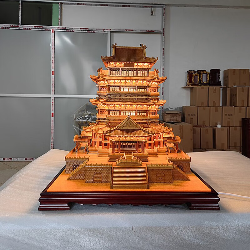 楠木凝古韵，名楼入寒舍——中国四大名楼50公分古建工艺模型的居家美学